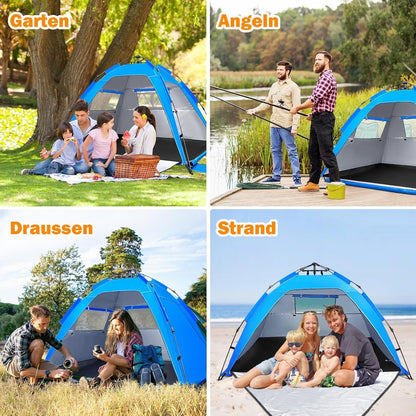 Strandmuschel Pop Up Strandzelt für 3-5 Personen UV-Schutz