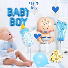 Babyparty Deko Blau Junge Baby Shower Deko Set mit Ballons Girlande und Fotorequisiten