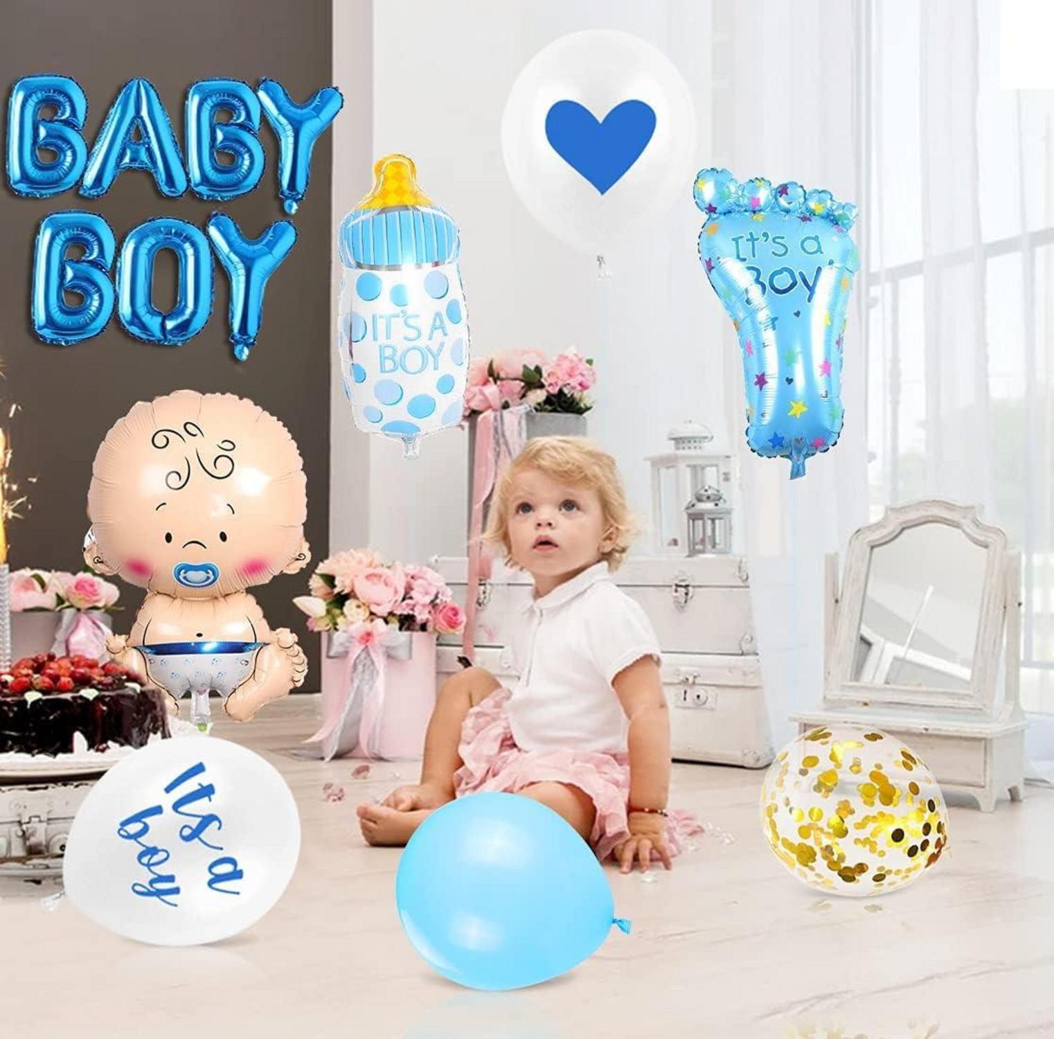 Babyparty Deko Blau Junge Baby Shower It's a Boy Girlande Ballons