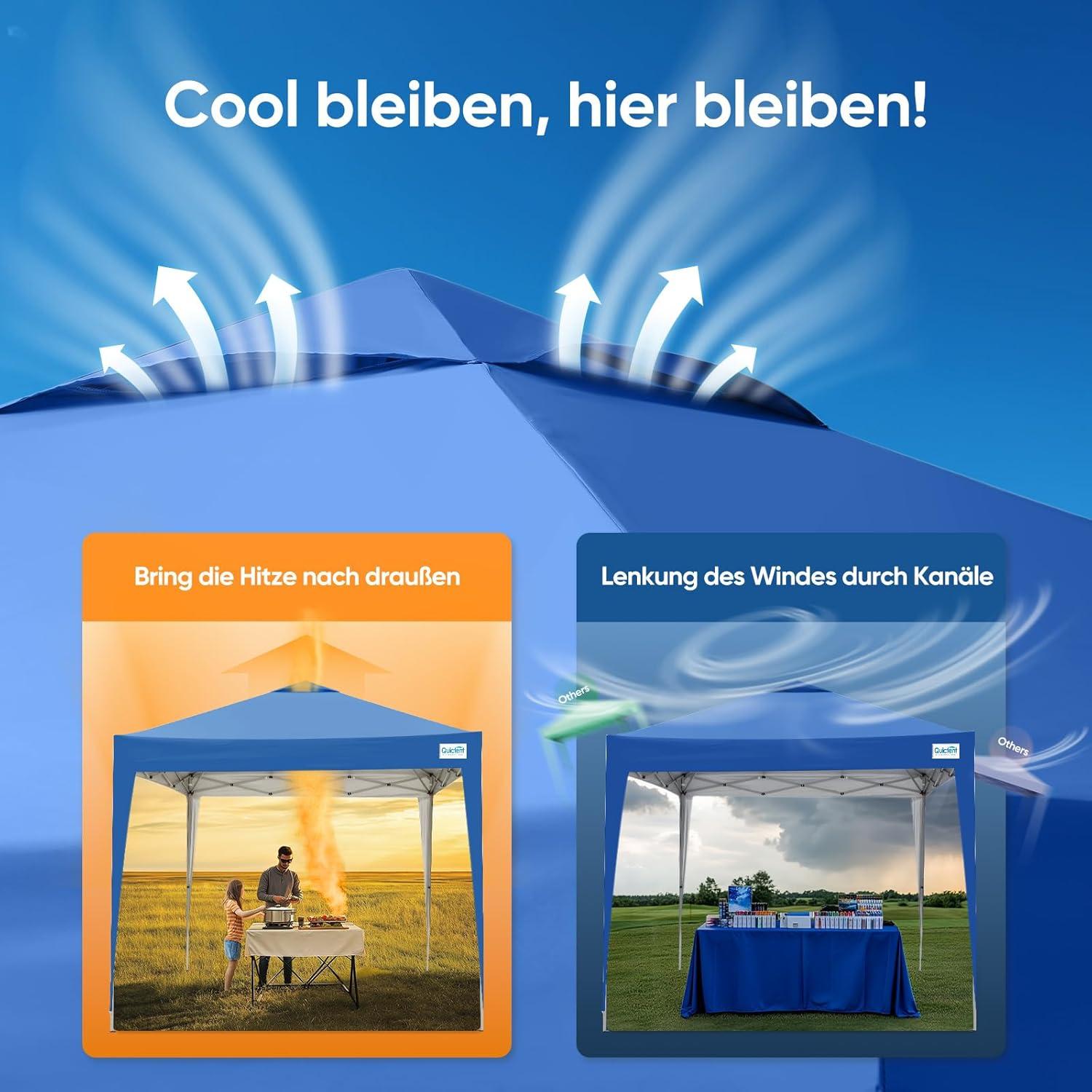 Wasserdichter Faltpavillon mit UV-Schutz 50+ 3x3m, Stabil & Winterfest