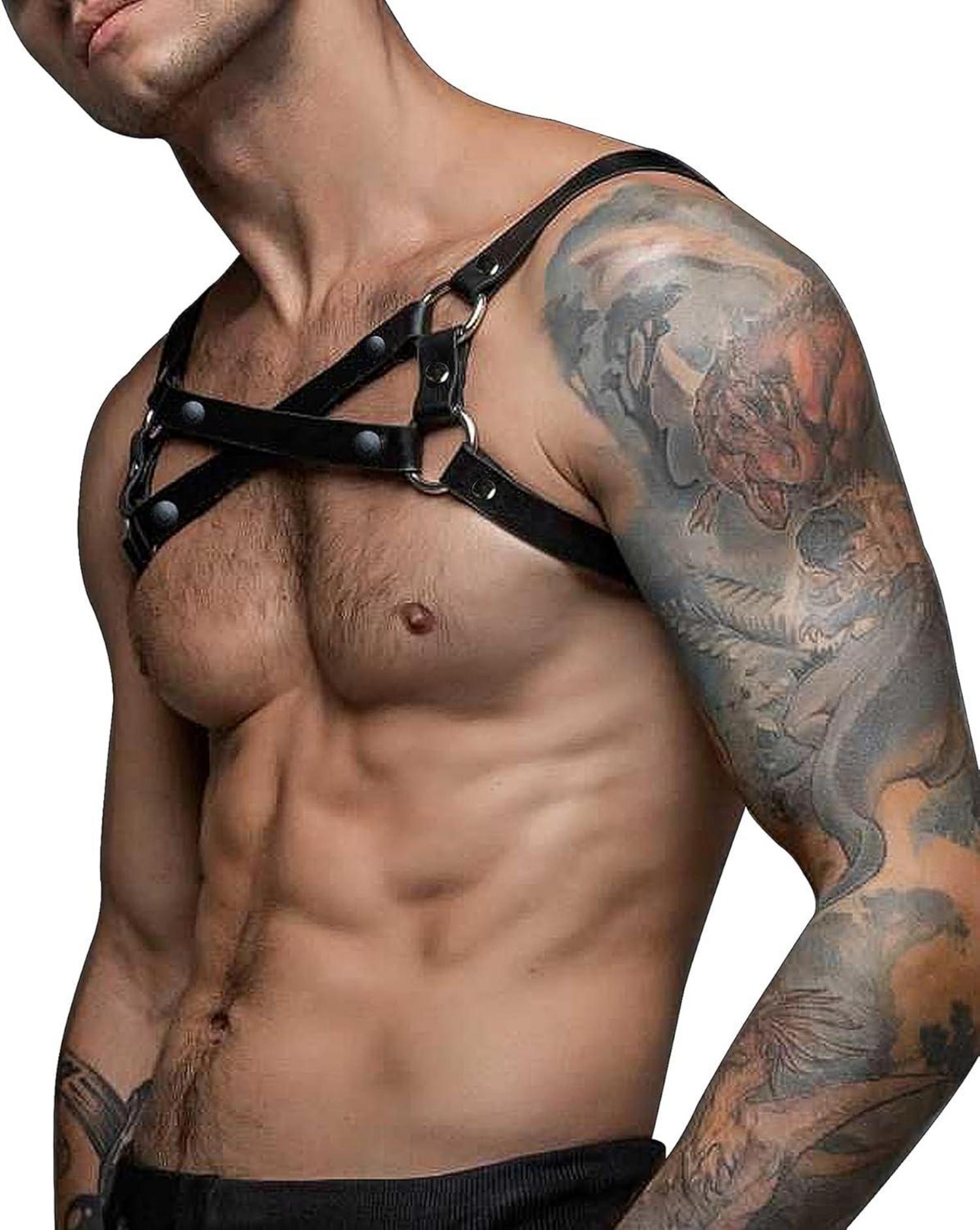 Herren PU Leder Body Harness Brust Geschirr Punk Gothic