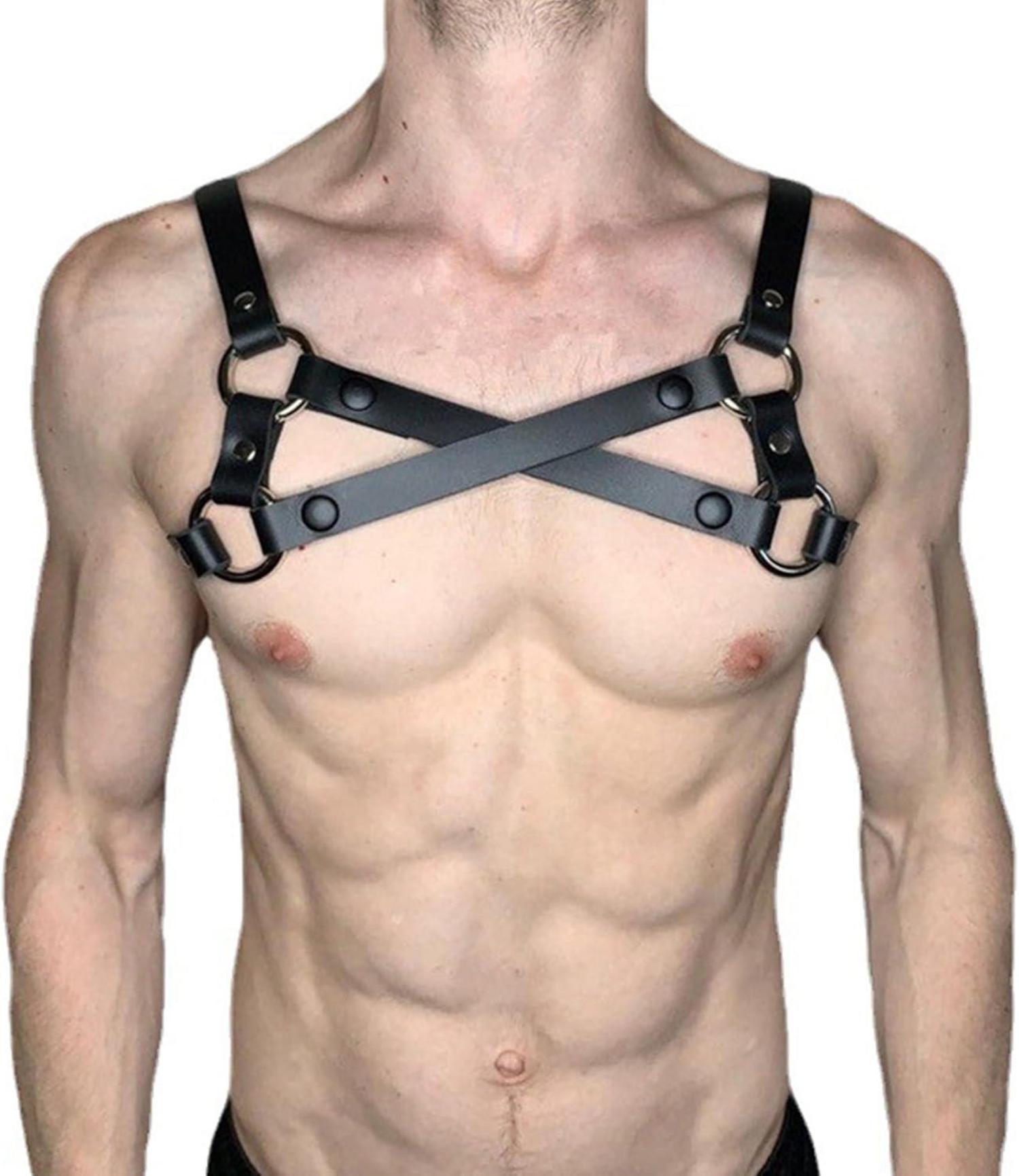 Herren PU Leder Harness Gothic Cosplay Clubwear
