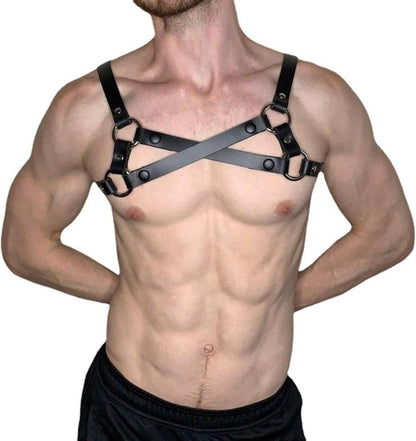 Herren Harness Body Brustbandage Gothic Punk Leder Clubwear
