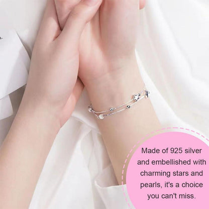 Silbernes Armband für Frauen Stern Perle 925 Sterling Silber Geschenk