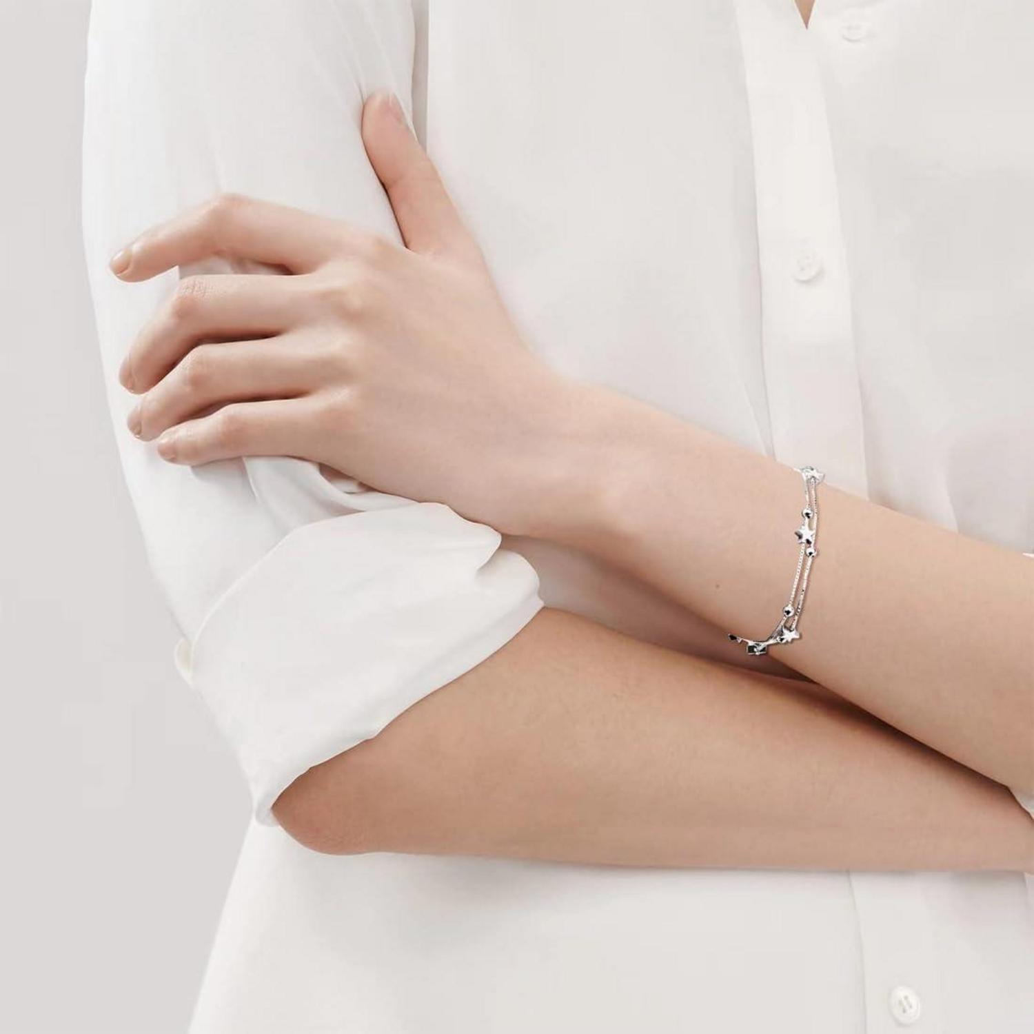 Sterling Silber Armband mit Stern und Perle für Frauen 925 Silber