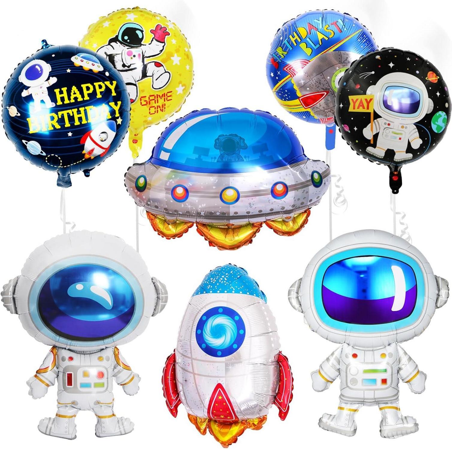8-teiliges Weltraum Astronauten Folienballon Set - Partydekoration für