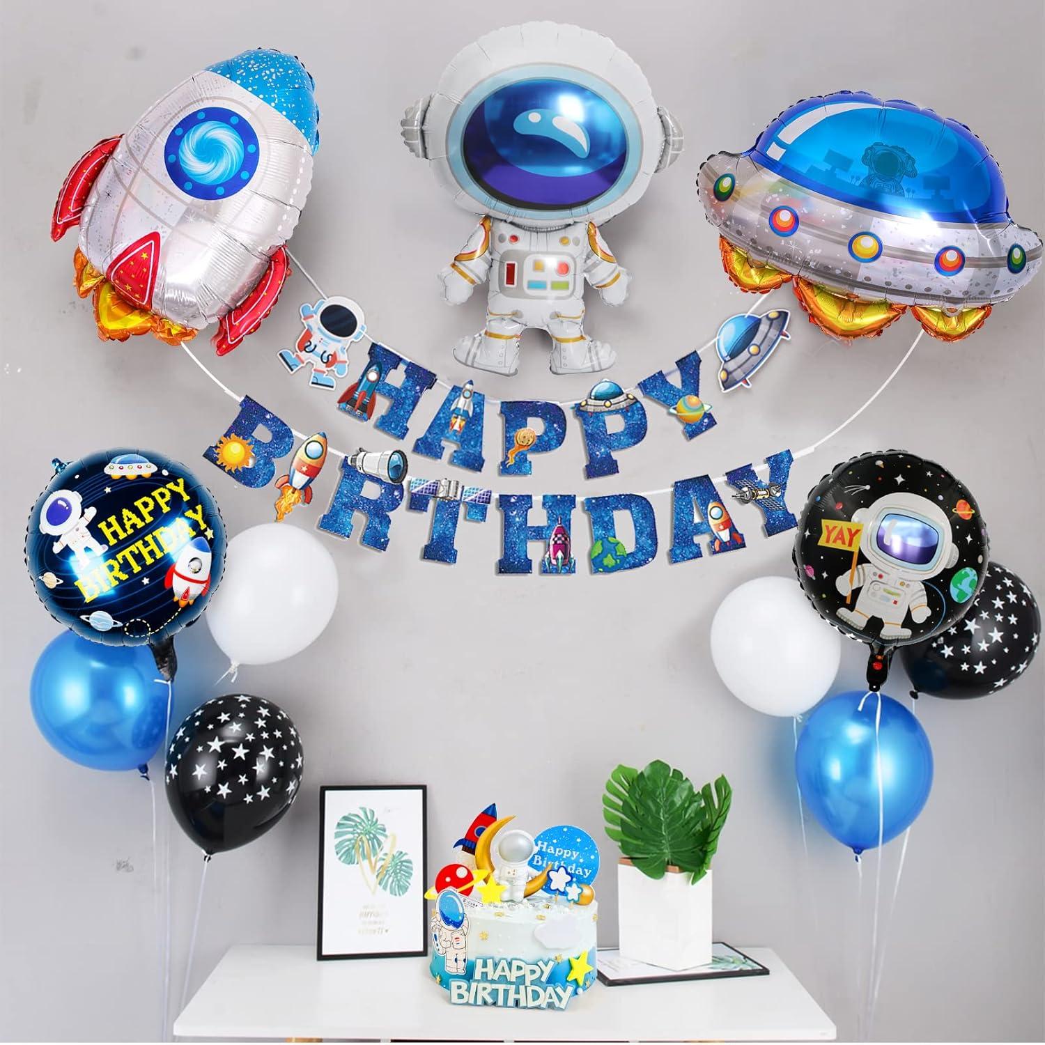 8-teiliges Weltraum Astronauten Folienballon Set - Partydekoration für