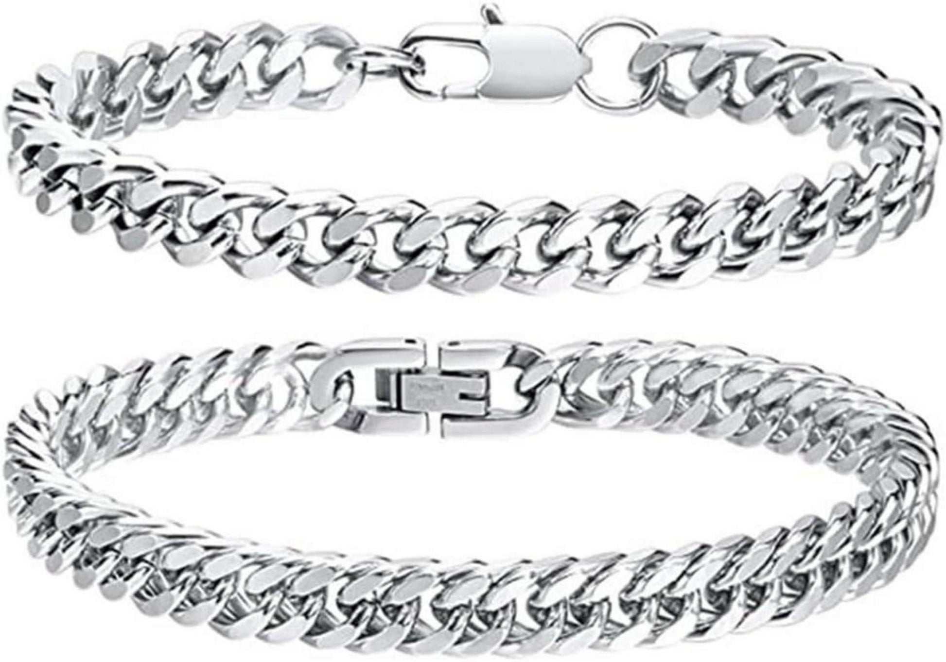 Edelstahl Armband Set 2-teilig Panzerkette Silber 19 cm NTR2403AZW129