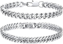 Edelstahl Armband Set 2-teilig Panzerkette Silber 19 cm NTR2403AZW129