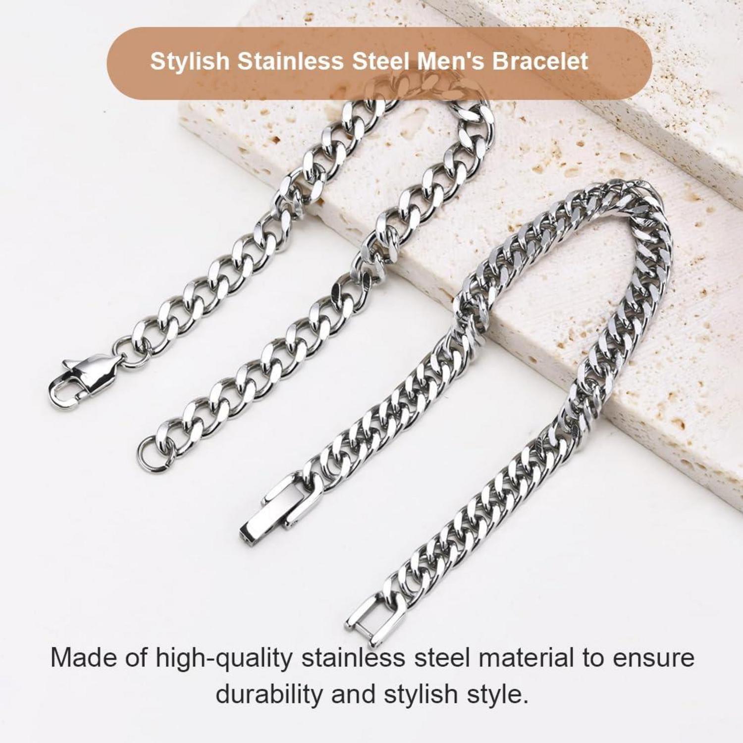 Edelstahl Armband Set 2-teilig Panzerkette Silber 19 cm NTR2403AZW129