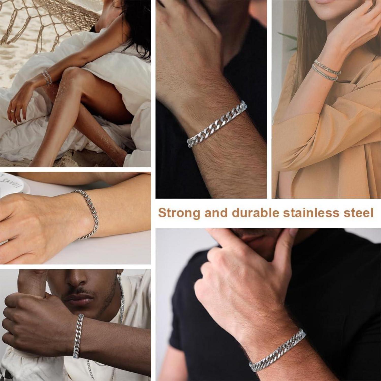 Armband Herren Jungs Edelstahl Silber Panzerkette 19 cm Geschenk Ihn