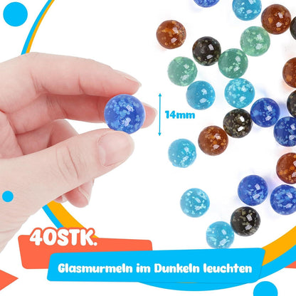 40 Stück Glasmurmeln leuchtend bunt 1,4 cm Marmorbahn