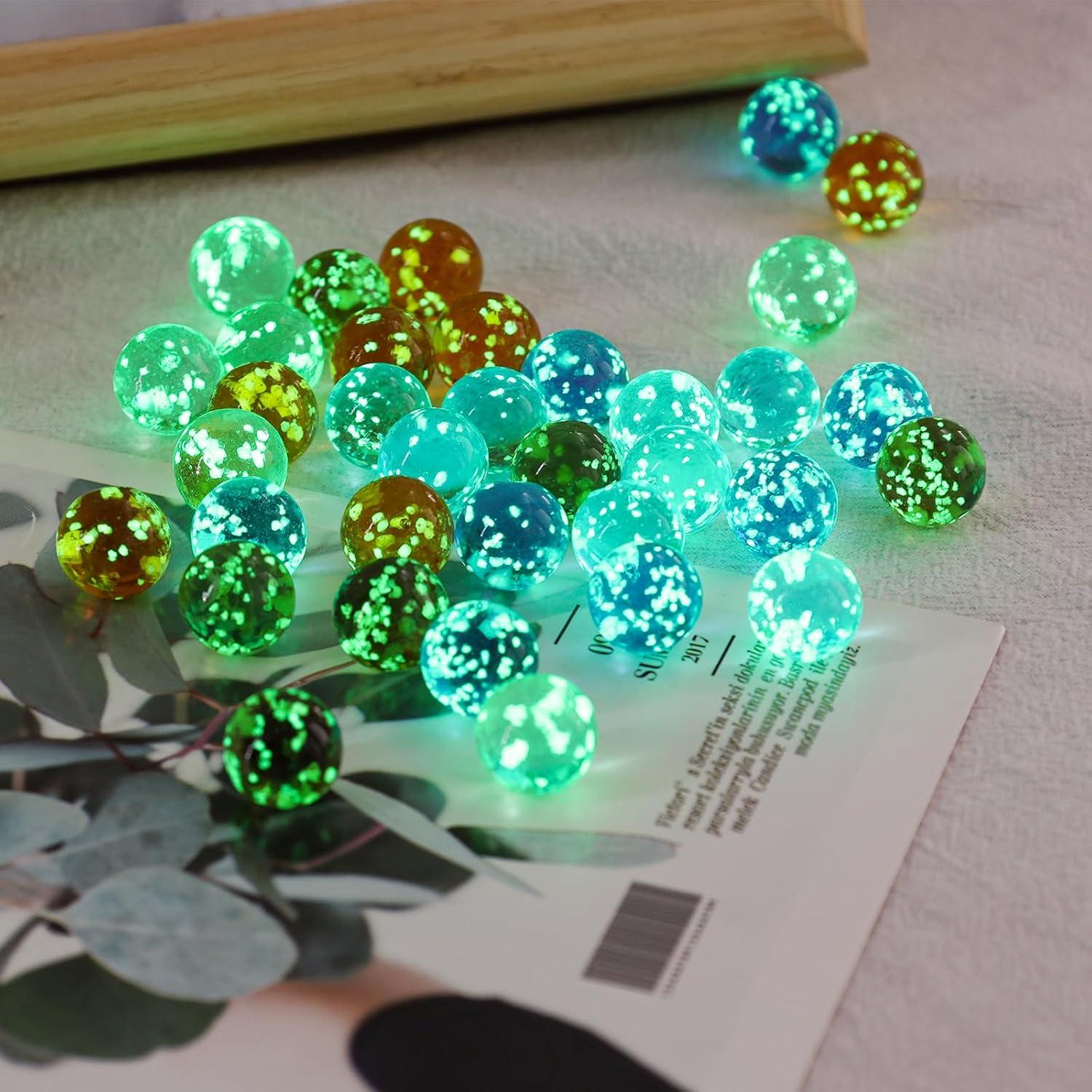 40er Set Glasmurmeln 1,4 cm leuchten im Dunkeln Murmelbahn Spielzeug