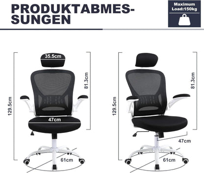 Ergonomischer Bürostuhl mit Lordosenstütze und Netzrücken