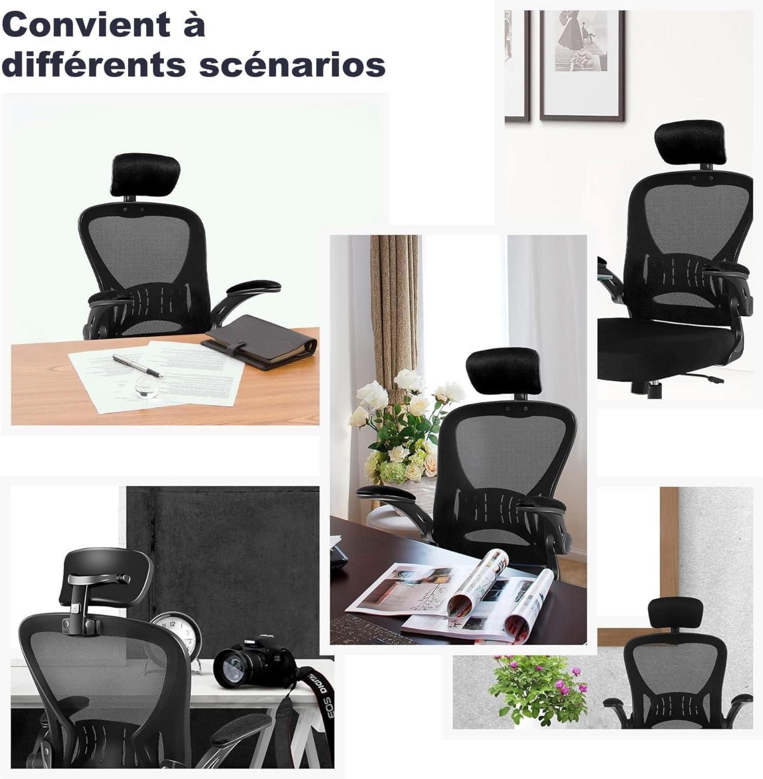 Ergonomischer Bürostuhl Schwarz Weiß mit Lordosenstütze und Rollen