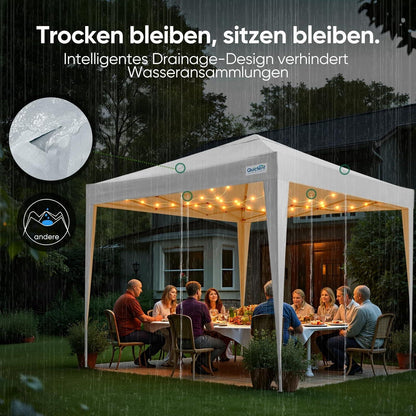 Quictent Pavillon 3x3m Wasserdicht Faltpavillon Winterfest UV-Schutz