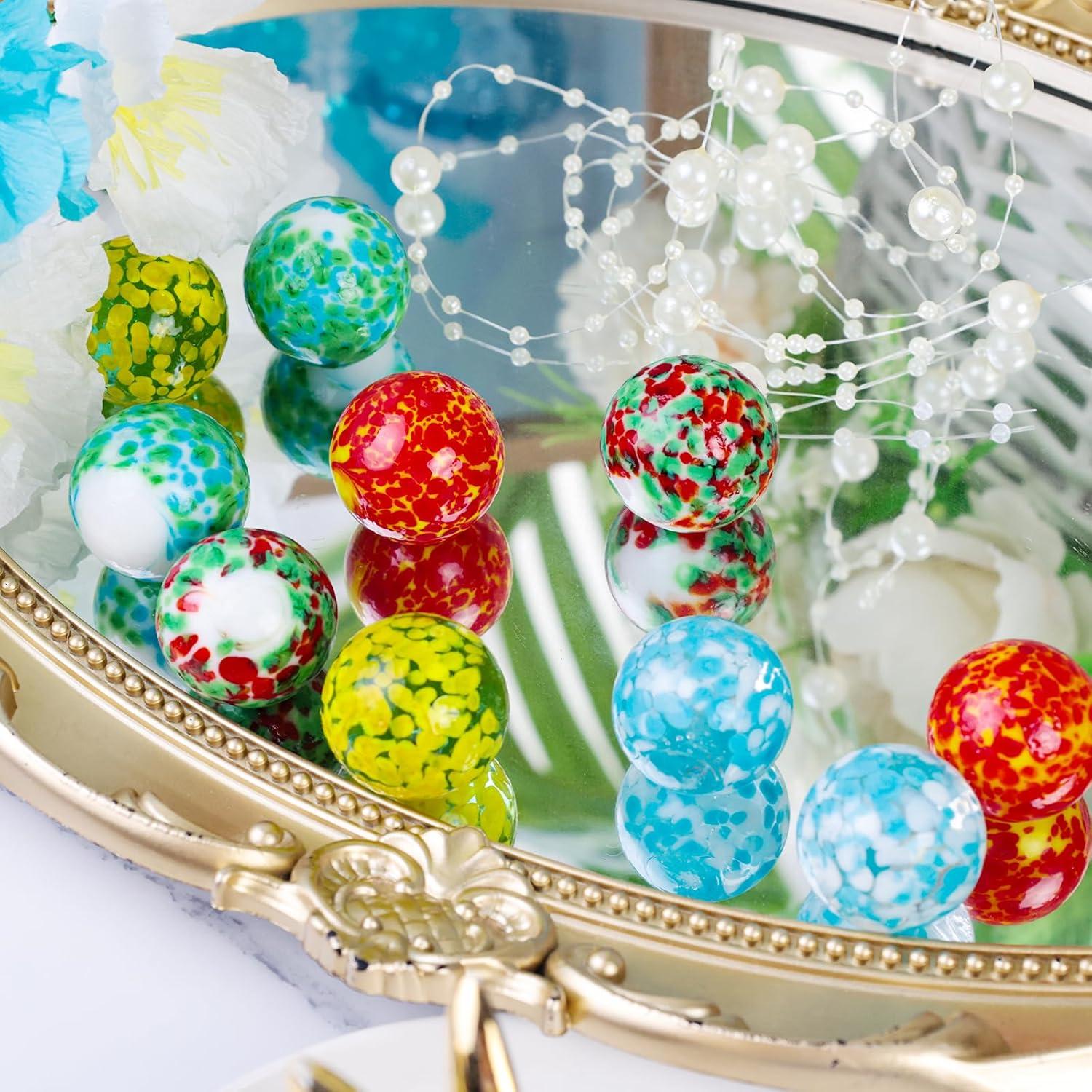 10 handgefertigte bunte Glasmurmeln 2,5cm Marmorbahn DIY Home Deko