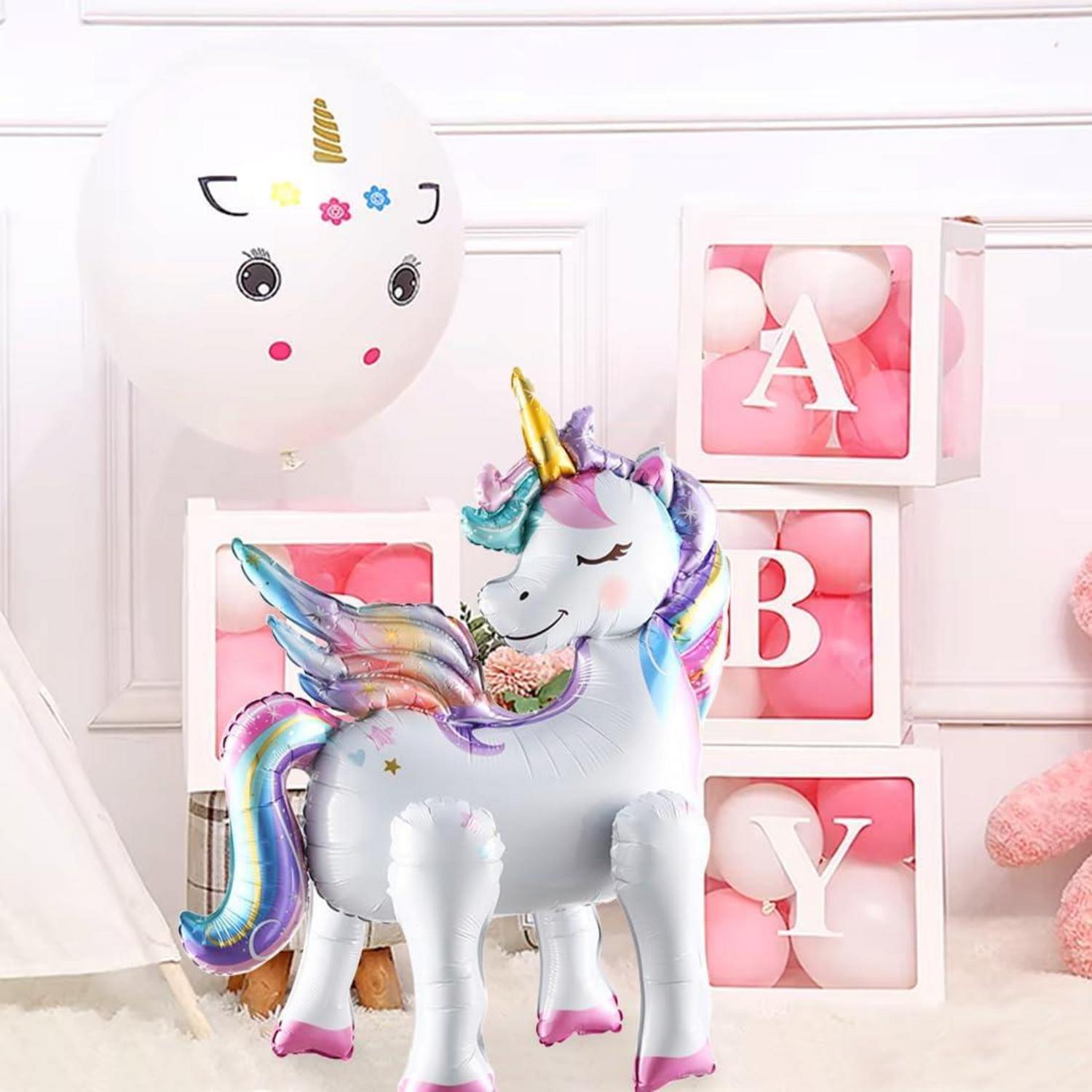 Folienballon Einhorn 3D Stehend mit Beinen 2 Stück