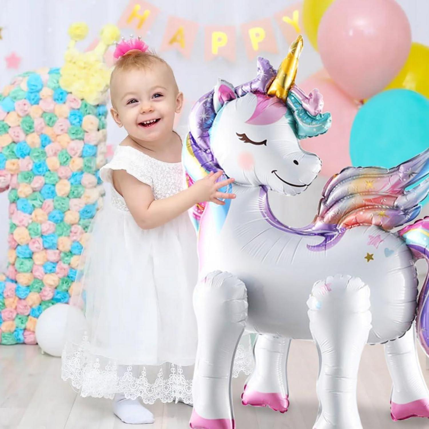 2er Set Einhorn Folienballon 3D Stehend Helium Kindergeburtstag Party