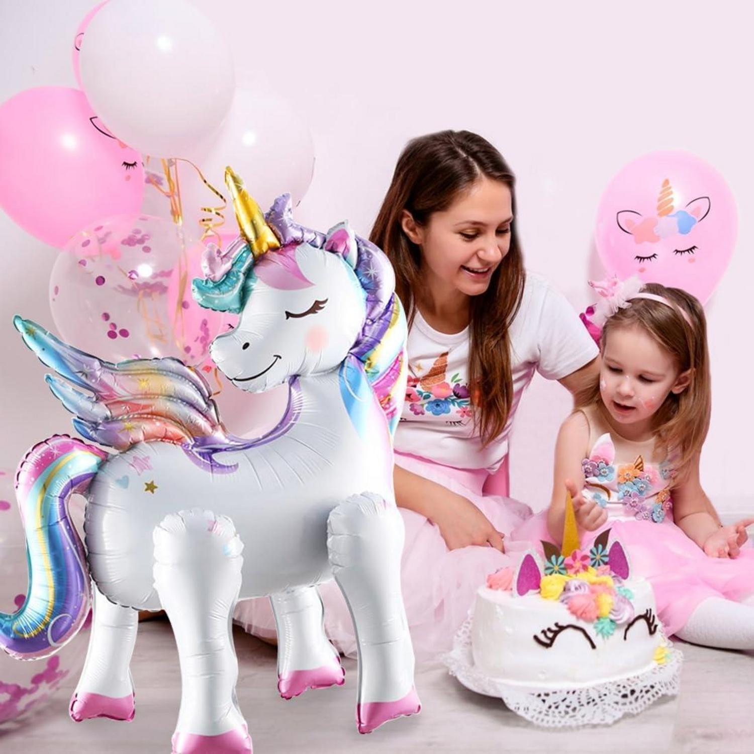 2x Einhorn Folienballon 3D Stehend Luftballons Kindergeburtstag Party