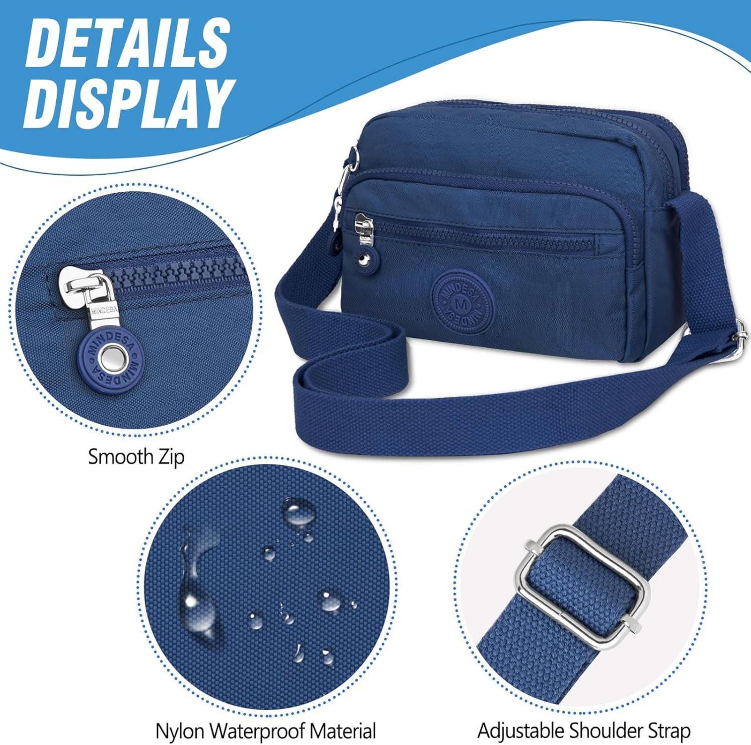 TEUEN Schultertasche Damen Wasserfest Nylon Umhängetasche Marineblau