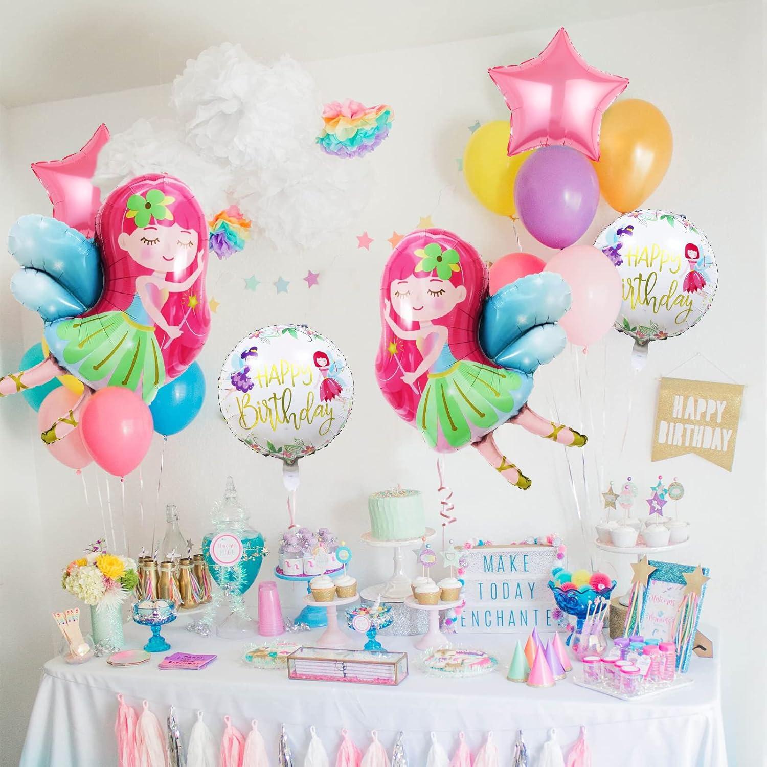 6er Set Süße XXL Fee Folienballon - Kinder Geburtstag Party Dekoration