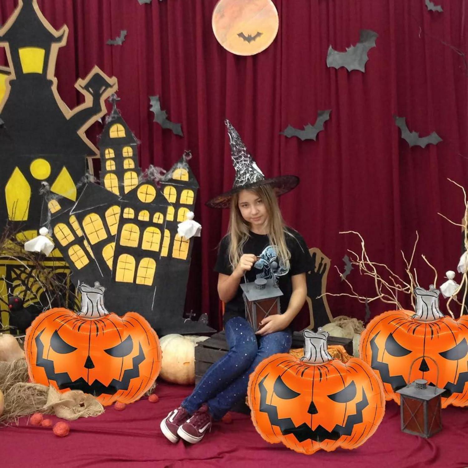 6x Halloween Kürbis Folienballon Groß Gruselig Luftballon XXL Party Deko