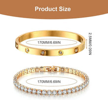 Damen Tennisarmband Zirkonia Edelstahl Armband 17cm Golden