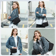 TEUEN Kleine Schultertasche Damen Nylon Schwarz