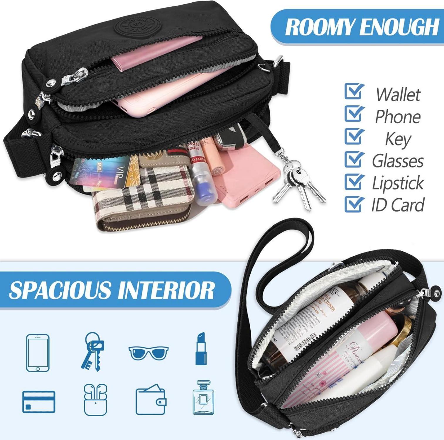 Schwarze Kleine Schultertasche Damen Nylon Umhängetasche Casual