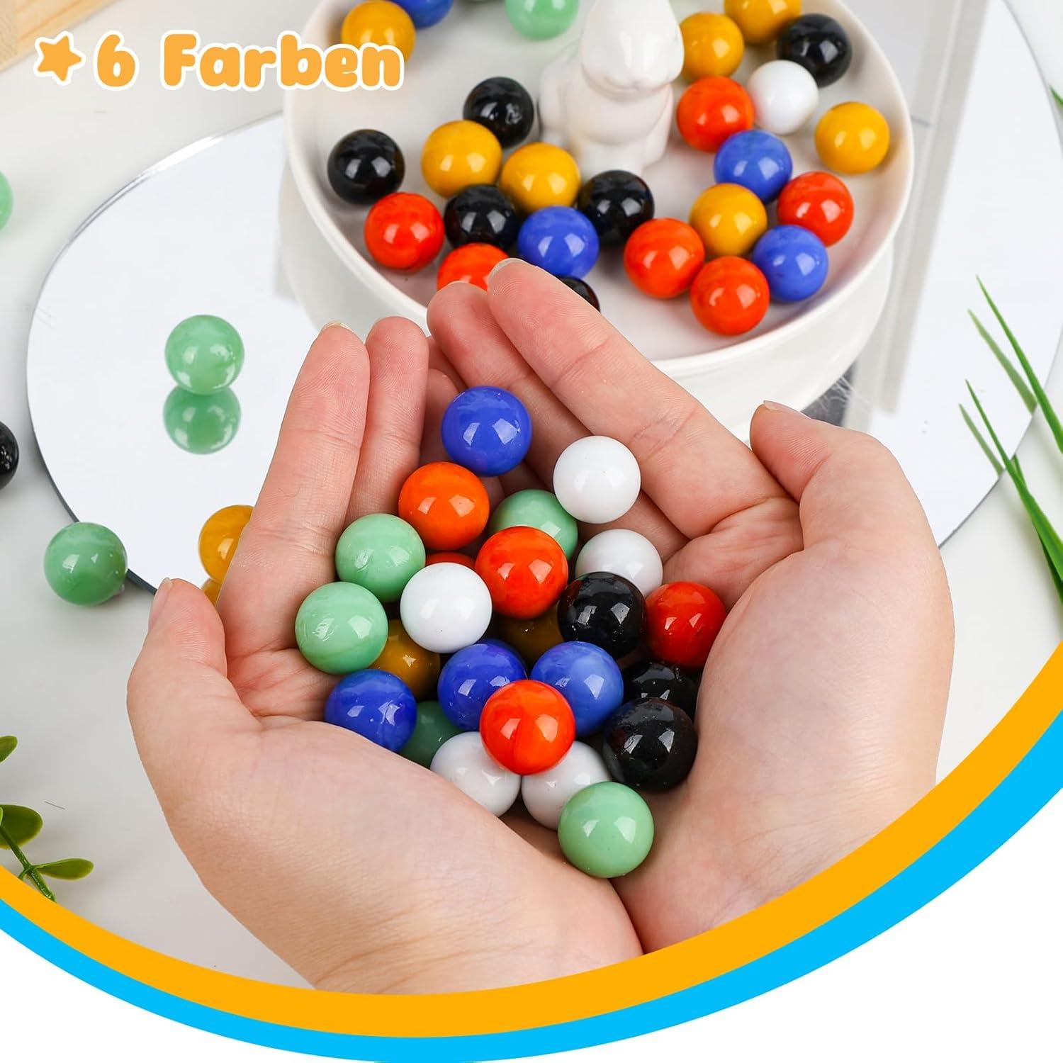 90er Set Bunte Glasmurmeln 1,6cm für Spiele & Dekoration