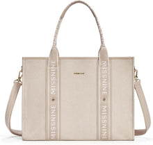 Große Canvas-Laptoptasche 15,6 Zoll Damen Aktentasche Khaki
