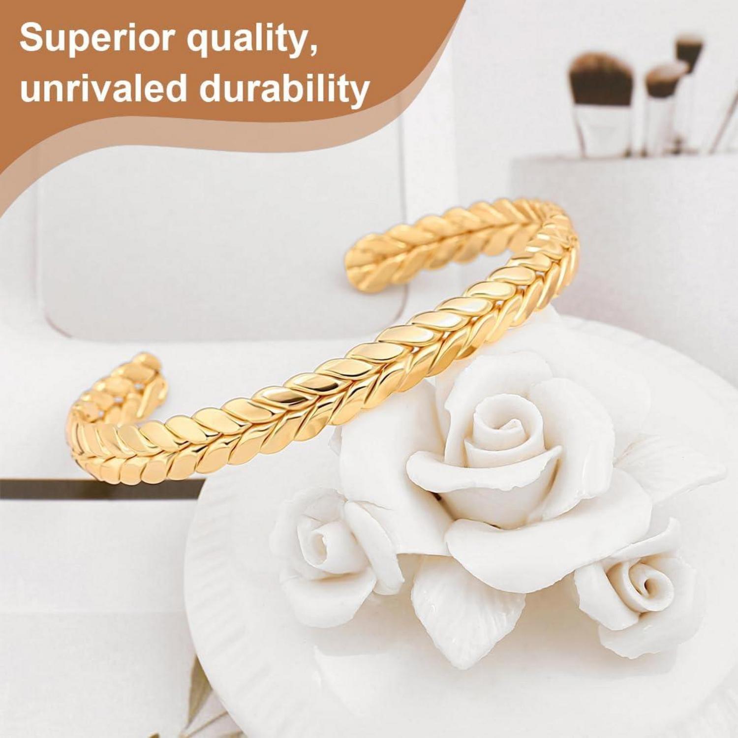 18K vergoldetes Edelstahl Armband für Paare Oval verstellbar Gold