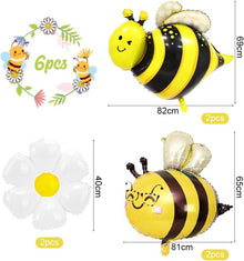 6 Biene Gänseblümchen Folienballon Set für Kinder Party