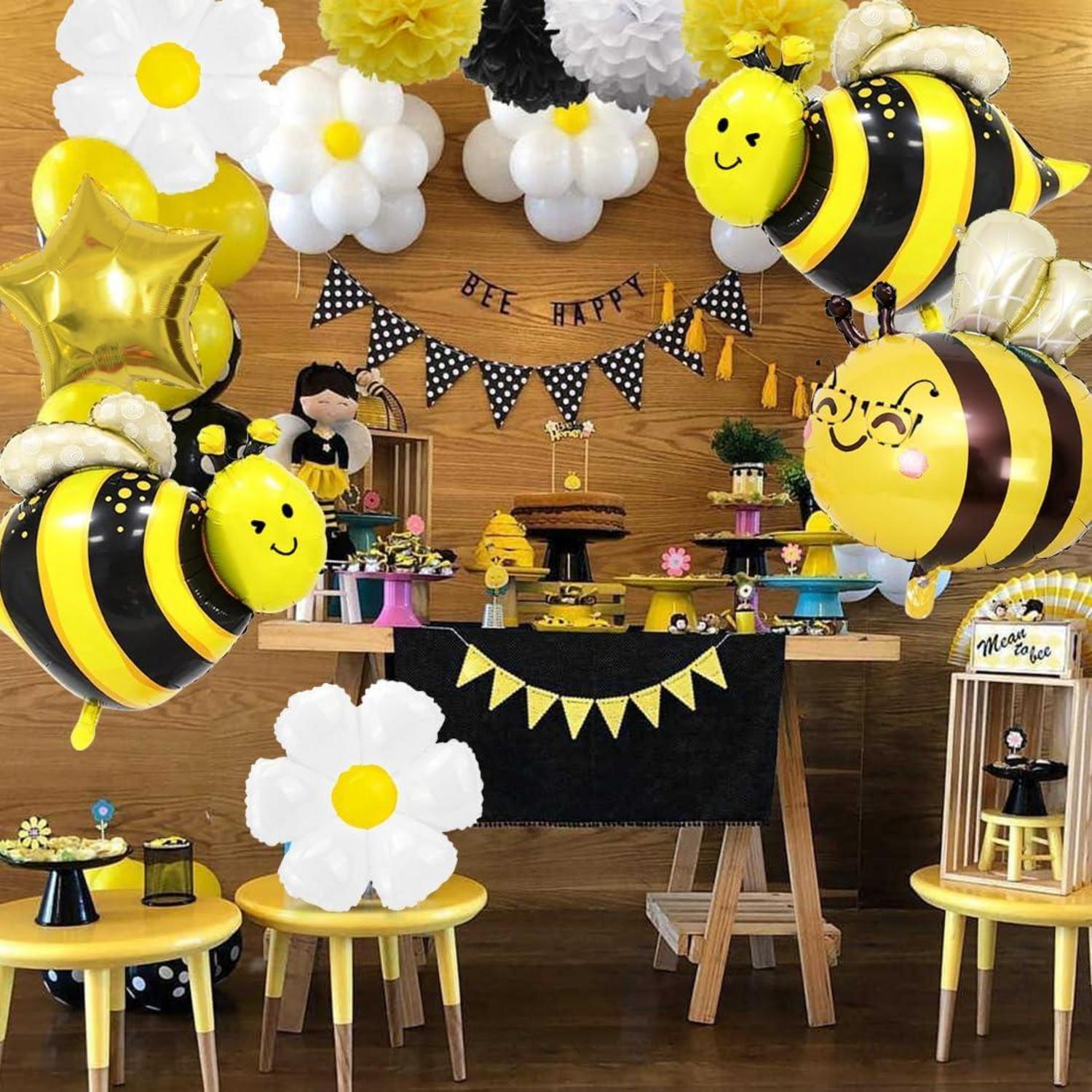 6er Biene Gänseblümchen Folienballon Set für Kindergeburtstagsparty