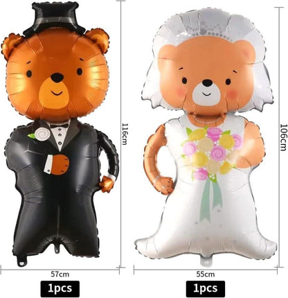 Mr Mrs Love Folienballon Hochzeit Set 9-teilig süßer Bär