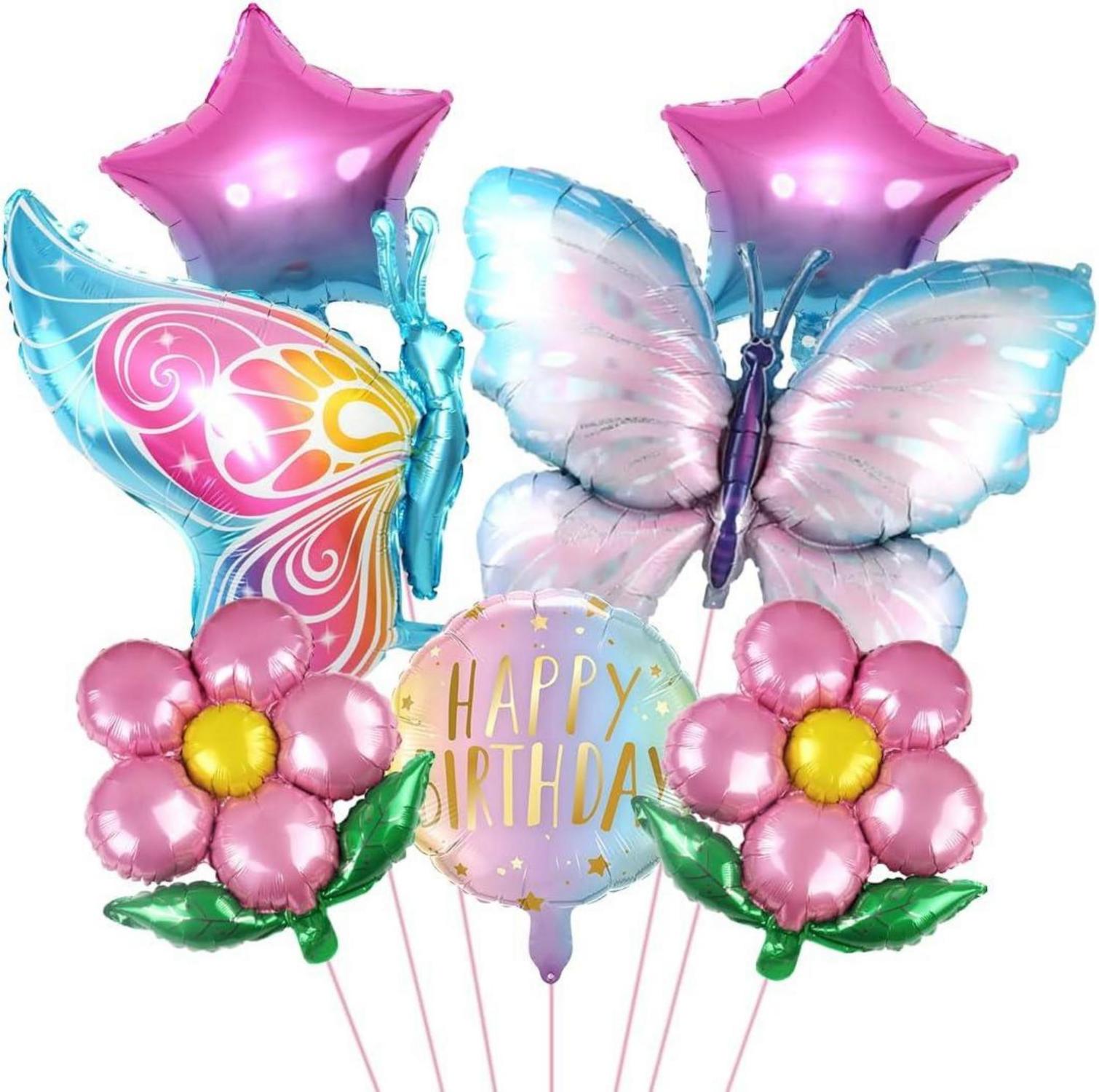 Schmetterling Folienballon XXL Blumen Helium Ballon Mädchen Geburtstag
