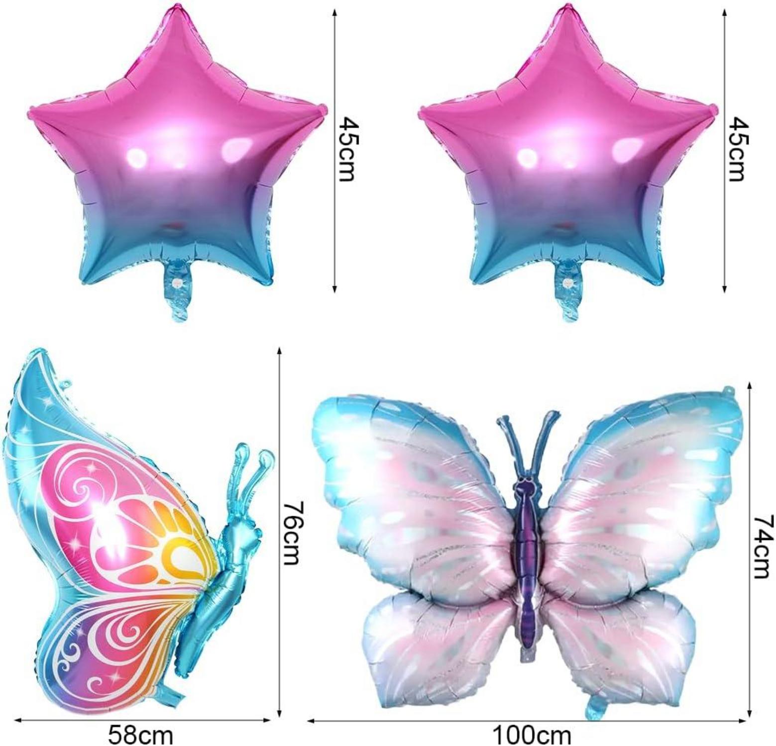 Schmetterling Folienballon XXL Blumen Helium Ballon Mädchen Geburtstag