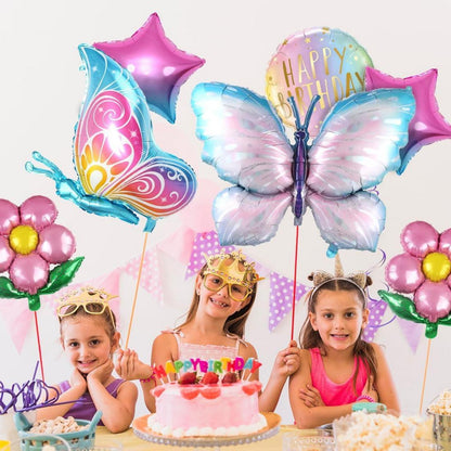 Schmetterling Folienballon Blumen Helium Ballon Set, Mädchen Kinder Geburtstag Party Luftballons