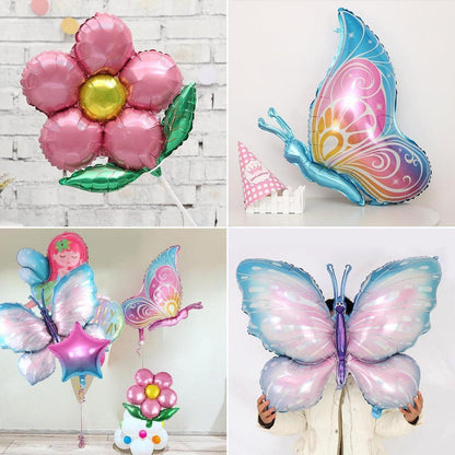 7-teilig Schmetterling Folienballon Set für Mädchen Kindergeburtstag