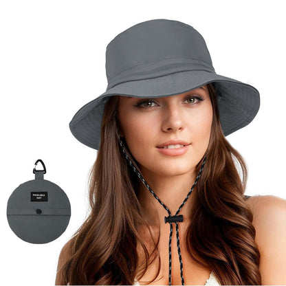Wasserdichter Fischerhut Damen Herren – Grau, Faltbar & UV-Schutz