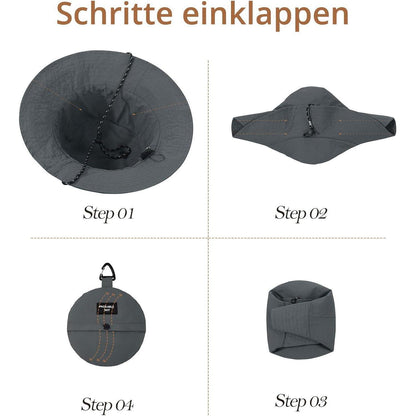 Wasserdichter Fischerhut Damen Herren – Grau, Faltbar & UV-Schutz