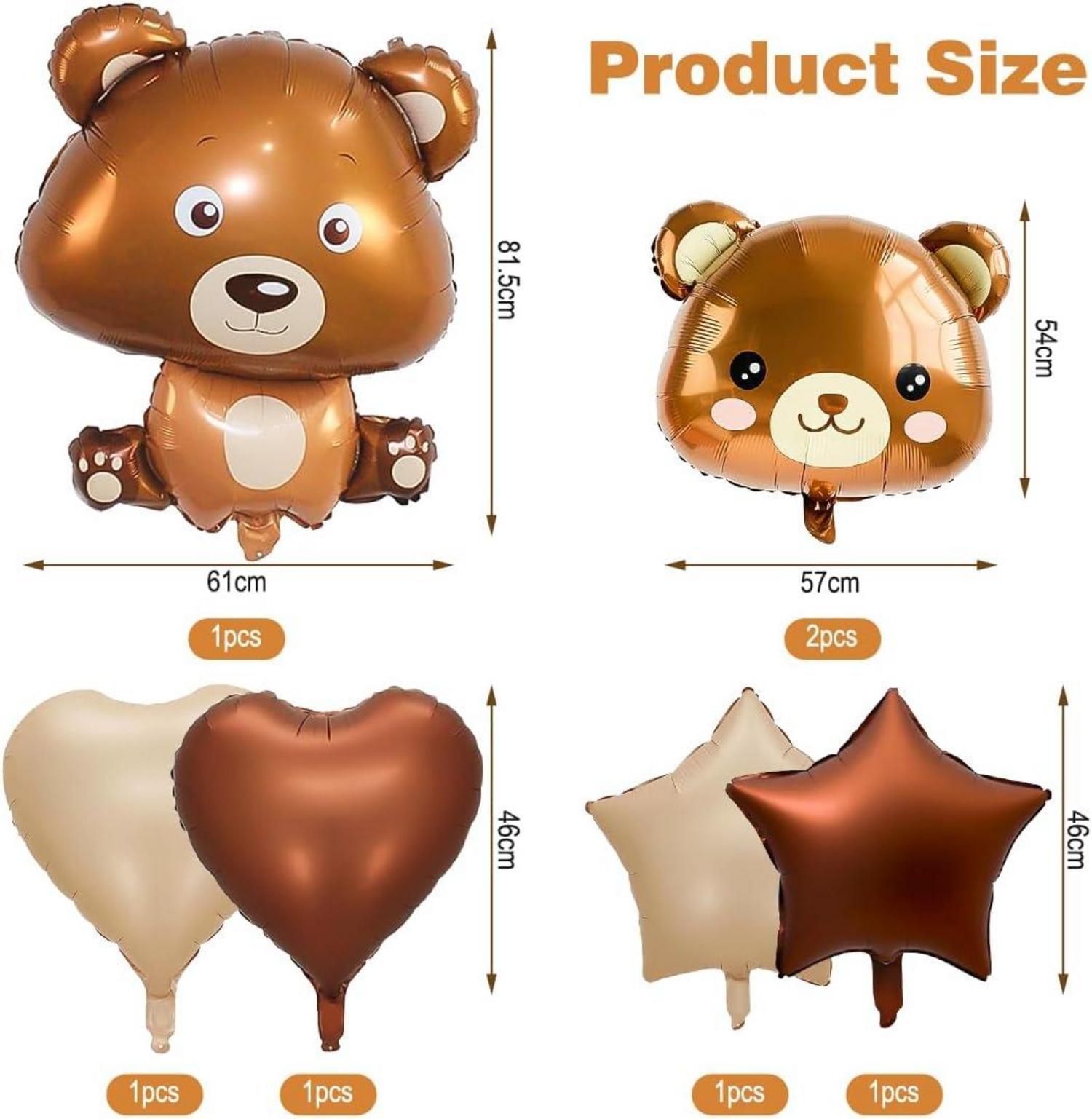 7er Baby Bär Folienballon Set, Süße Bären Luftballons für