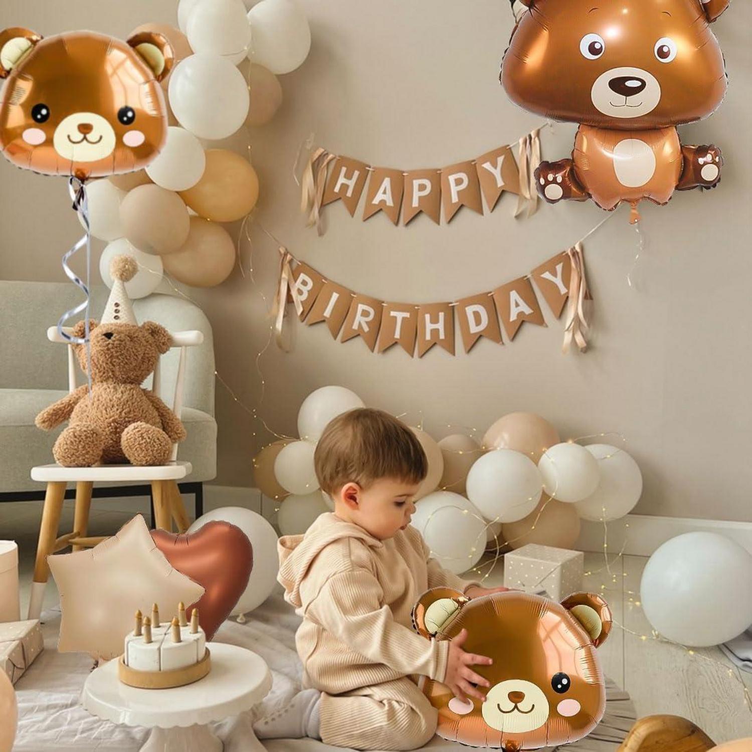 7er Baby Bär Folienballon Set - Süße Bär Luftballons für Geburtstagsparty und Baby Shower