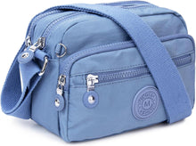 Kleine Schultertasche Damen Wasserdicht aus Nylon Blau