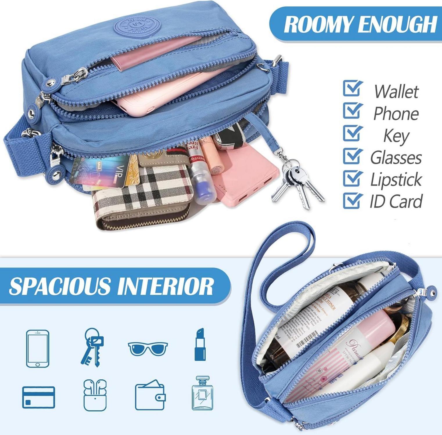Kleine Schultertasche Damen Wasserdicht aus Nylon Blau