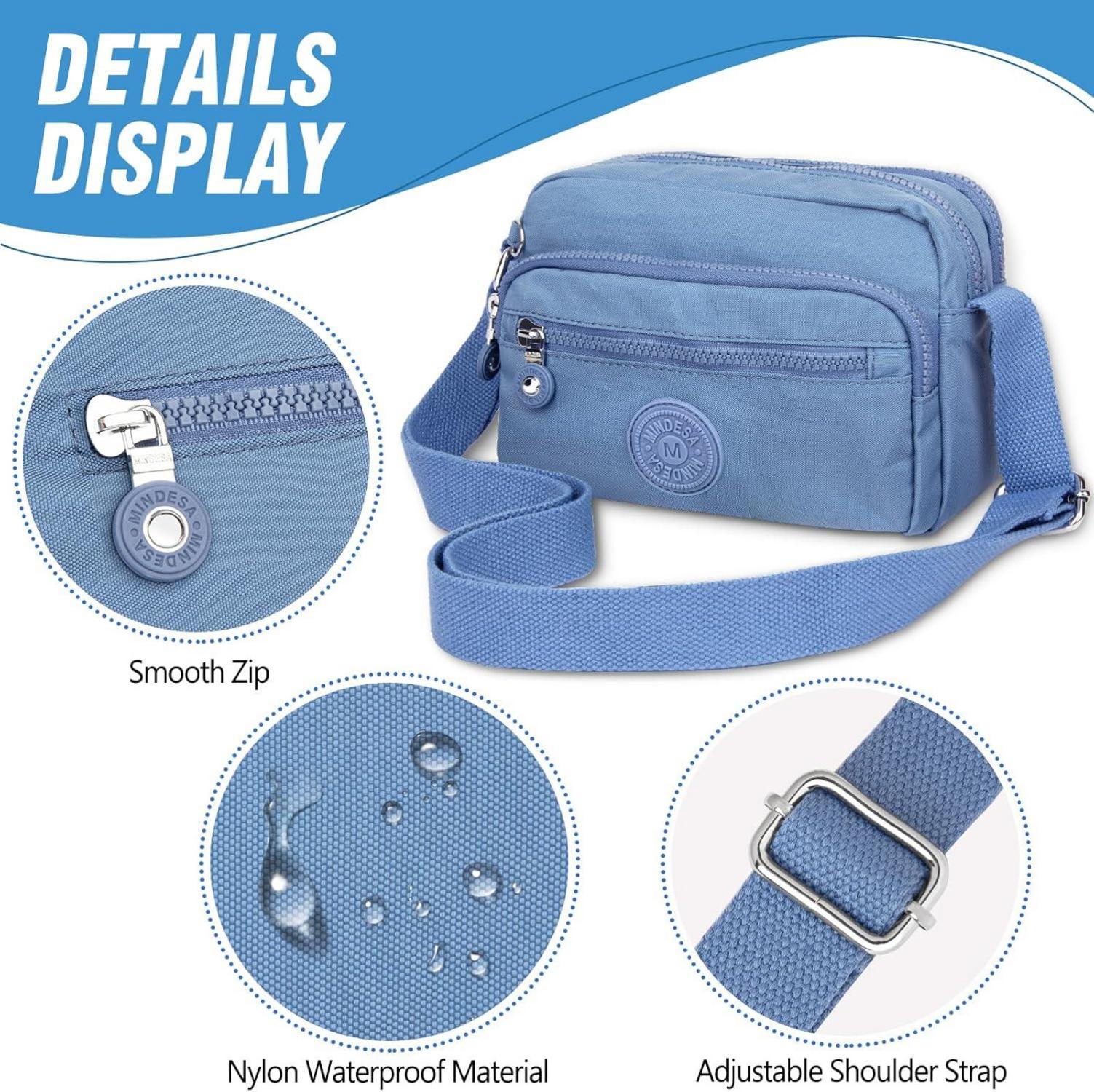 TEUEN Leichte Wasserdichte Schultertasche aus Nylon Blau