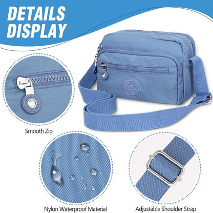 TEUEN Leichte Wasserdichte Schultertasche aus Nylon Blau