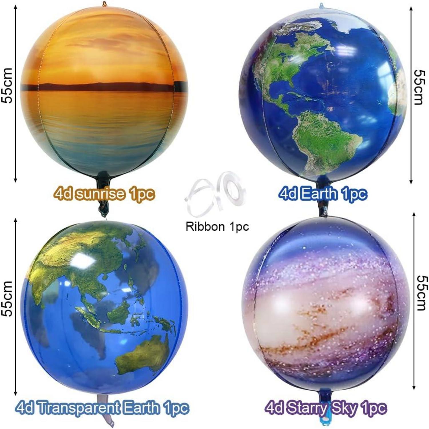 4er Set XXL Planeten Folienballons für Geburtstag