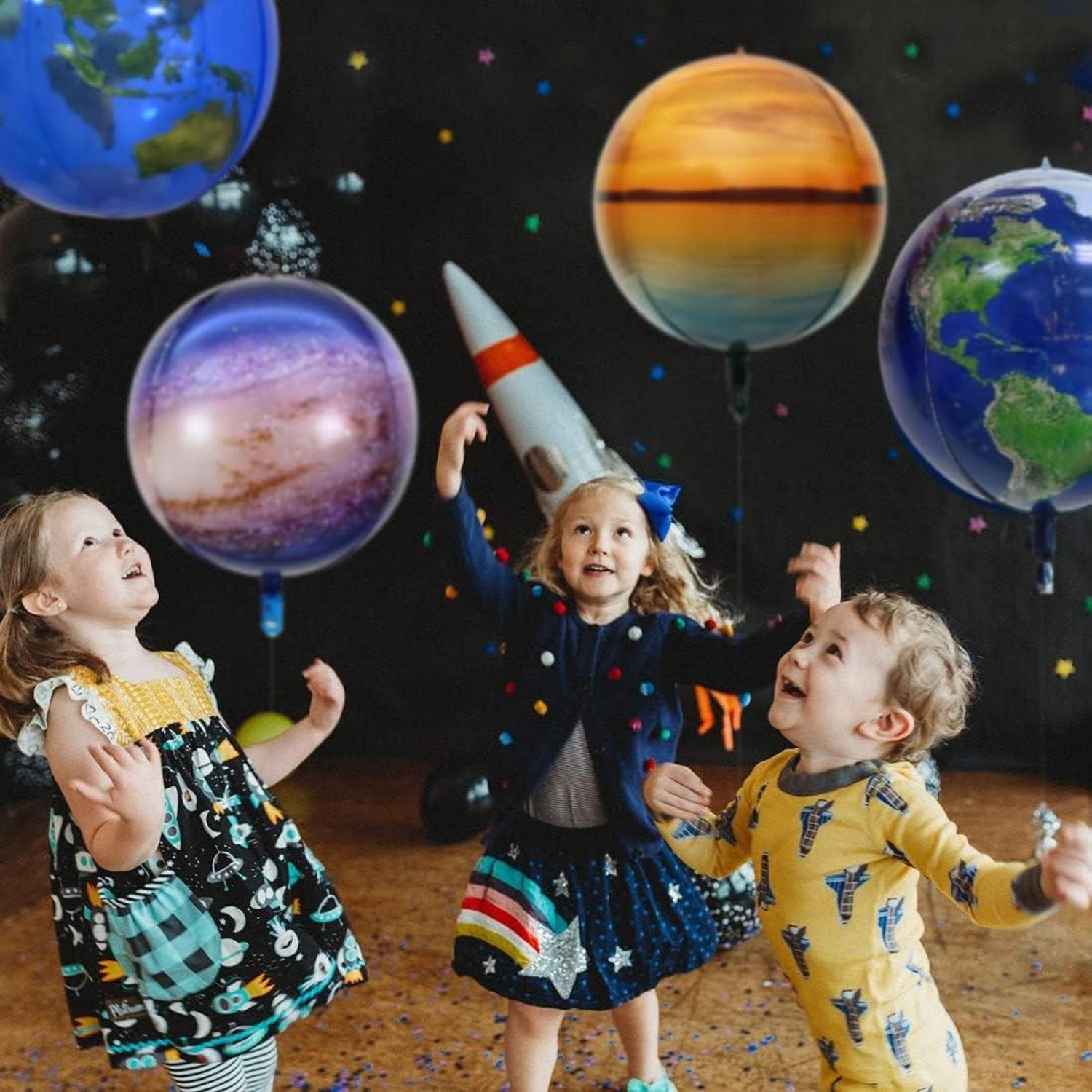4er Set Space Galaxy Folienballon Planeten Erdkugel Luftballons